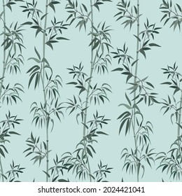Seamless pattern with bamboo branches. Minimalism, interior design, fabric. Vector.
