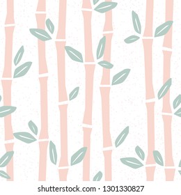 Seamless pattern with bamboo in cartoon style. Vector illustration in pastel color. Cute baby background, stamp texture.