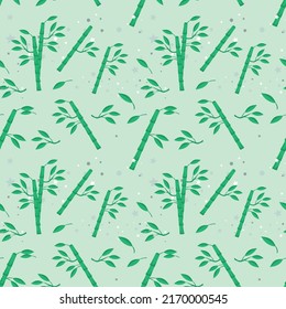 Seamless pattern, bamboo forest, Green background. Vector illustration.