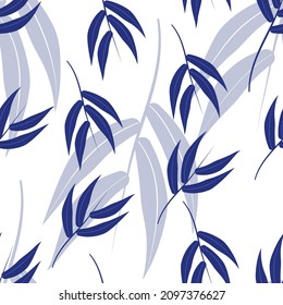 seamless pattern with bamboo indigo leaves