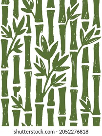 Seamless pattern of bamboo ink painting on white background