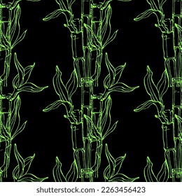 Seamless pattern of bamboo leaf background. Floral seamless texture with leaves.