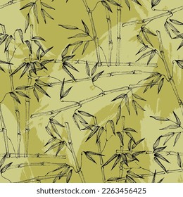 Seamless pattern of bamboo leaf background. Floral seamless texture with leaves.