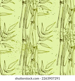 Seamless pattern of bamboo leaf background. Floral seamless texture with leaves.