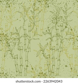 Seamless pattern of bamboo leaf background. Floral seamless texture with leaves.