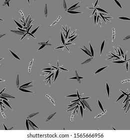 Seamless pattern. Bamboo leaves background. Floral vector illustration ,design for fashion,fabric,web,wallpaper,wrapping and all prints on light grey background color