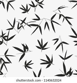 Seamless pattern with bamboo leaves vector illustration,
