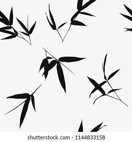 Seamless pattern with bamboo leaves vector illustration,