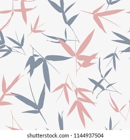 Seamless pattern with bamboo leaves vector illustration,