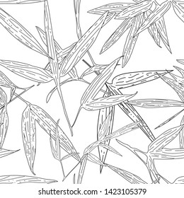 Seamless pattern with bamboo leaves vector illustration, - Vector 