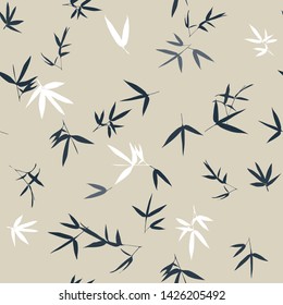 Seamless pattern with bamboo leaves vector illustration, - Vector 