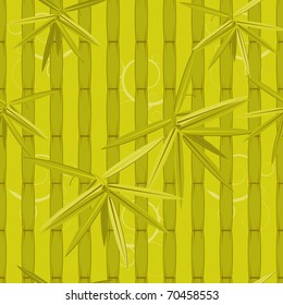 Seamless pattern with bamboo on green background