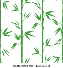 Seamless pattern with bamboo on white background. Vector illustration.