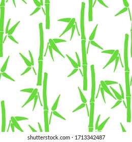 Seamless pattern of bamboo on a white background. Vector image of green bamboo branches. Print for fabric, packaging paper, Wallpaper, postcards, notebook covers.