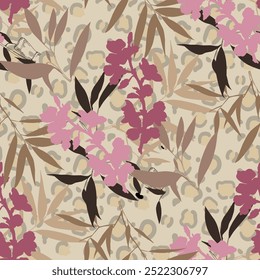 Padrão sem costura com bambu e sakura. Fundo desenhado à mão estilo de esboço de cor. Ilustração detalhada, desenhada à mão. Ótimo para tecido e têxtil, estampas, convite, embalagem