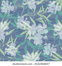 Seamless Pattern with bamboo and sakura. Color sketch style hand drawn background. Detailed illustration, hand drawn. Great for fabric and textile, prints, invitation, packaging