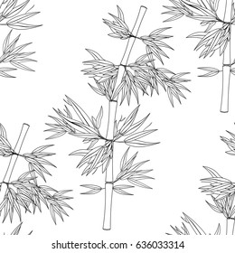 Seamless pattern Bamboo tree tropical coloring Vector illustration