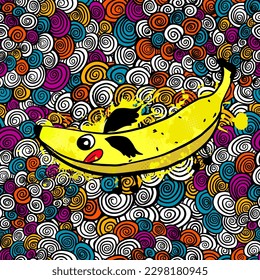 Seamless pattern banana childish cheerful. Vector illustration