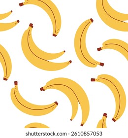 Seamless pattern with banana, dots. flat children's background with dessert, food. graphics for print, holiday, wallpaper, banner, surface textures, fabric. vector art illustration