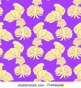 seamless pattern banana flower india exotica vector illustration