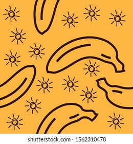 Seamless pattern with banana. Fresh banana background. Decorative illustration, good for printing. Vector bright print for fabric or wallpaper.