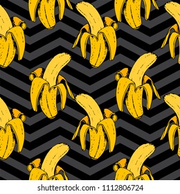 Seamless pattern banana fruit, hand drawn illustration