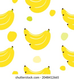 Seamless pattern banana fruits isolate on white background. Vector illustration.
