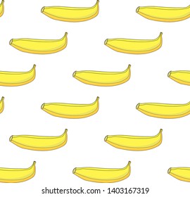 seamless pattern with banana hand drawn illustration vector isolated for food or your design