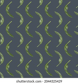 Seamless pattern banana leaf on gray background. Simple ornament summer tropical leaf. Geometrical texture template for fabric. Design vector illustration.