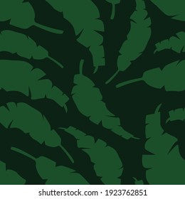 Seamless pattern with banana leaf vector Illustration, batik style 