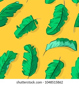 Seamless pattern with banana leaves