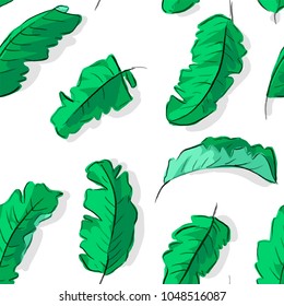 Seamless pattern with banana leaves