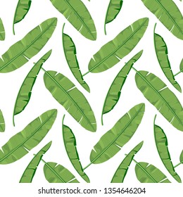 Seamless pattern with banana leaves