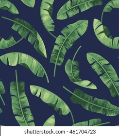Seamless pattern with banana leaves. Vector illustration.