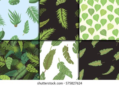 Seamless pattern with banana leaves vector illustration.