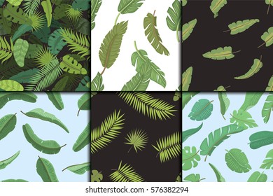 Seamless pattern with banana leaves vector illustration.