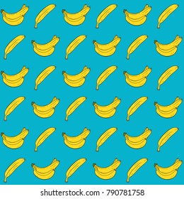 Seamless pattern. Banana on blue background.