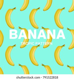 Seamless pattern with banana on fresh background.