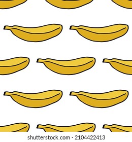 Patrón sin foco con banana sobre fondo blanco. Imagen vectorial.
