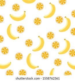 seamless pattern of banana and orange