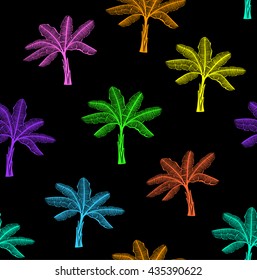 Seamless Pattern with Banana Palms