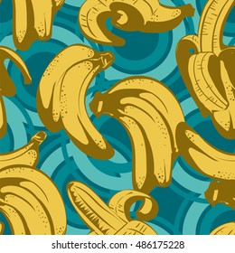 Seamless pattern with banana in retro style