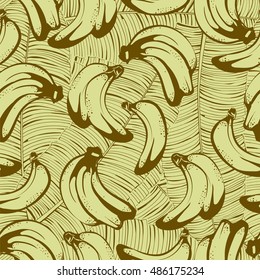 Seamless pattern with banana in retro style