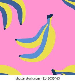 Seamless pattern with banana in sketch style. Vector Hand drawn background for design and card, covers, package, wrapping paper.