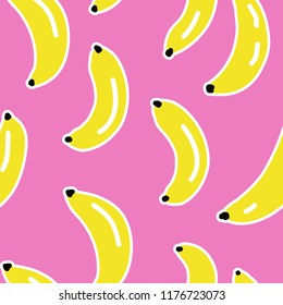 Seamless pattern with banana in sketch style. Vector Hand drawn background for design and card, covers, package, wrapping paper.