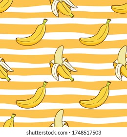 nahtloses Muster der Banane für das Sommerkonzept mit farbigem Doodle-Stil