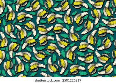 Dibujo de Vector de plátano sin patrón