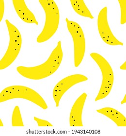 Seamless pattern with banana. Vector tropical fruit. Isolated on a white background.