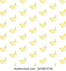 Seamless pattern of banana in white background with mini doodle (icon). Vector Illustration
