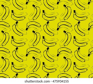 Seamless pattern banana yellow, vector